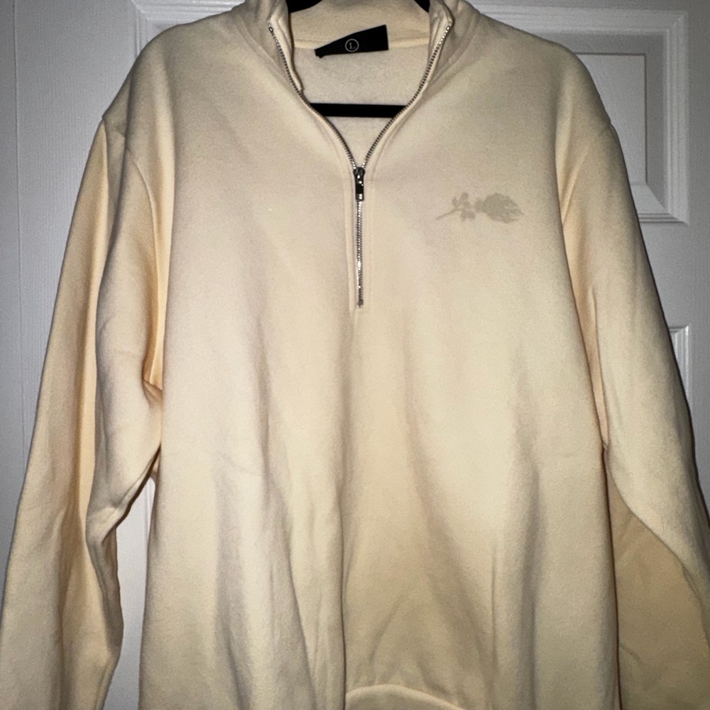 Men's Cream Zip-Up Sweater